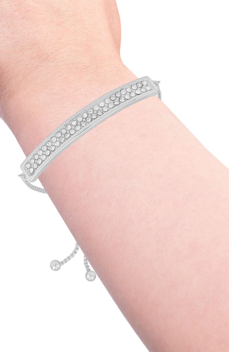 Vince Camuto Pavé Crystal Bar Slider Bracelet, Alternate, color, Silvertone