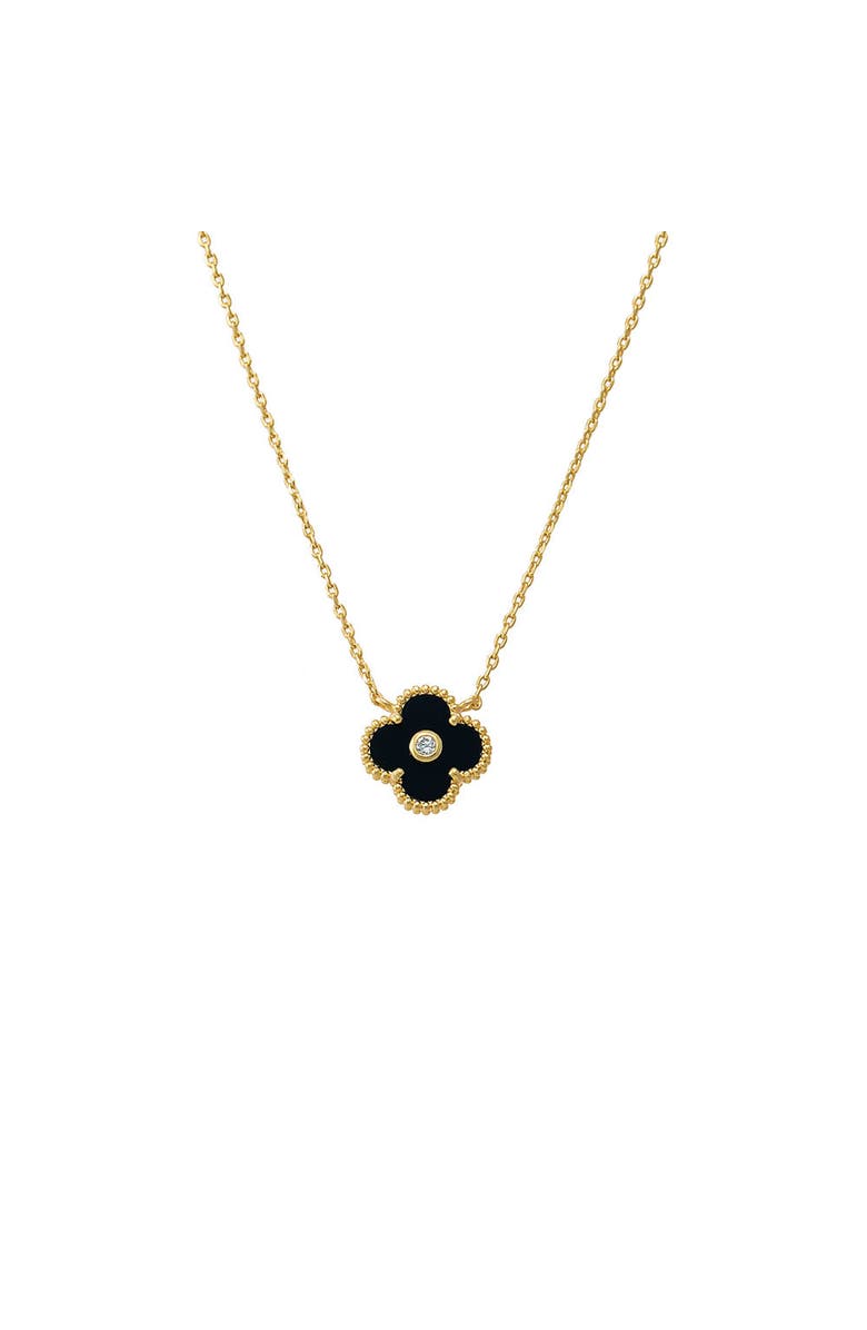 BY ADINA EDEN CZ Bezel Colored Stone Clover Pendant Necklace, Main, color,