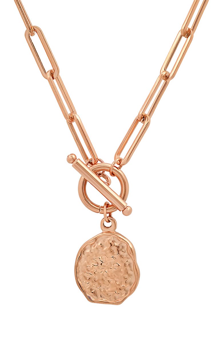 HMY JEWELRY 18K Gold Vermeil Hammered Coin Charm Necklace, Main, color, 