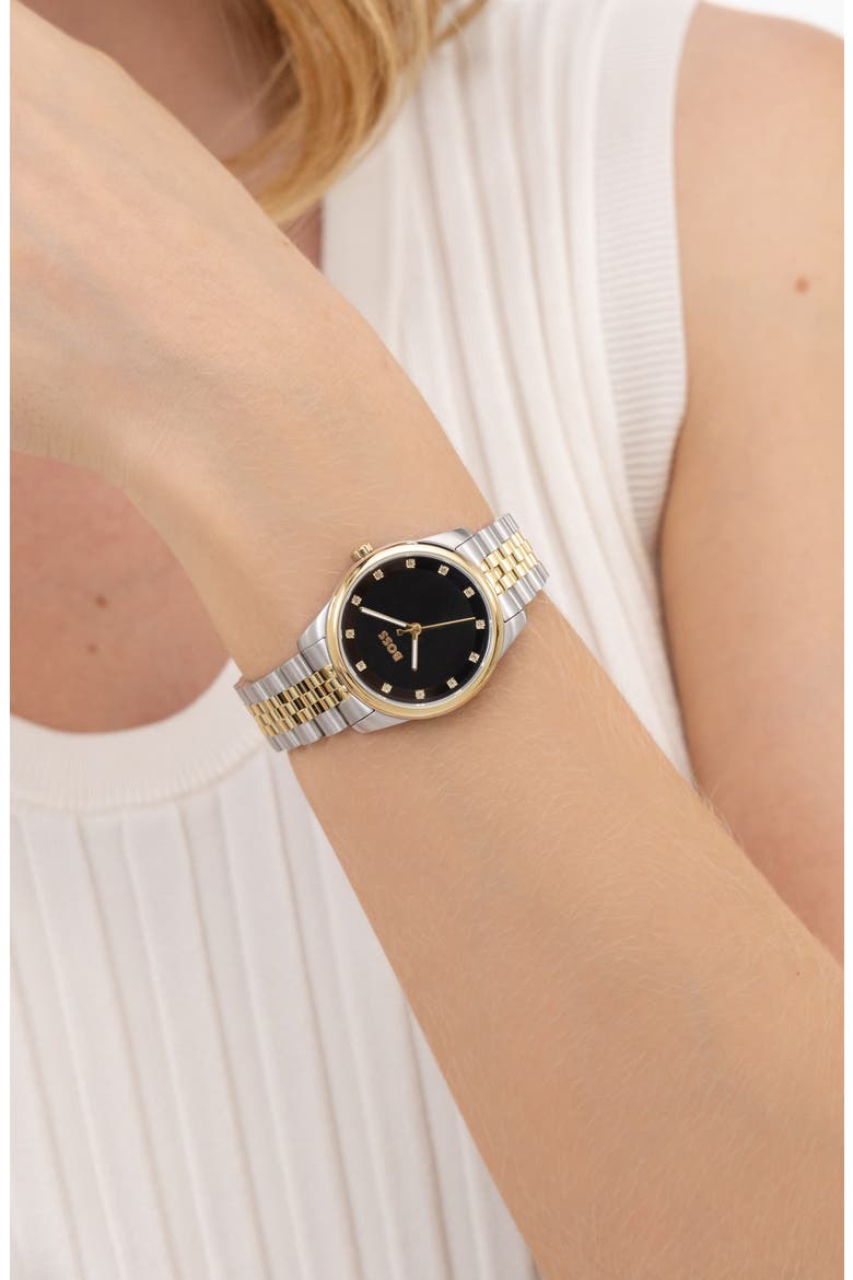 Graceful Precious Bracelet Watch, 32mm, Alternate, color, BLACK