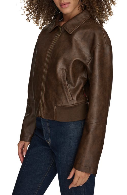Levi's Faux Leather Bomber Jacket In Saddle