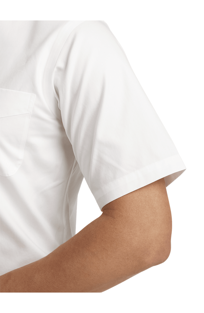 Paul Fredrick Non-iron Cotton Pinpoint Solid Button Down Collar Short Sleeve Dress Shirt, Alternate, color, White