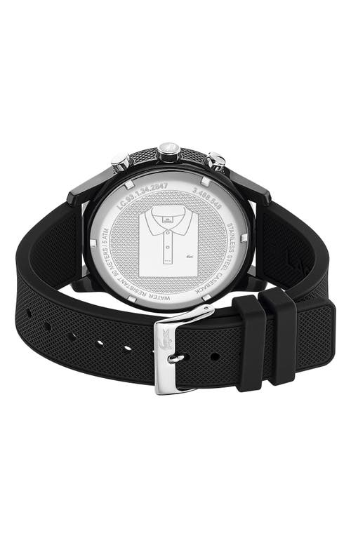 Lacoste Men's Chronograph L.12.12 Black Silicone Strap Watch 44mm Women's Shoes In Black