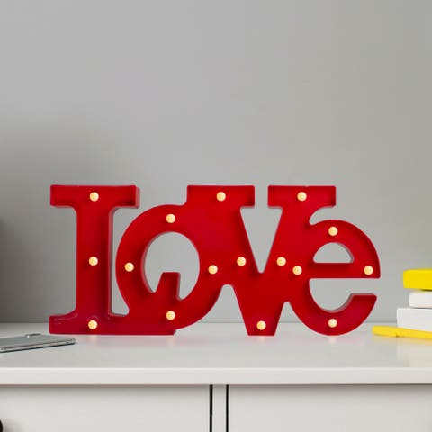 Led Love Sign Valentine's Day Marquee Style Wall Art - 20" - Red