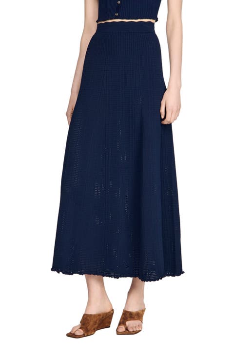 Pointelle knit maxi skirt