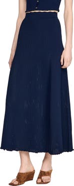 SANDRO Pointelle knit maxi skirt