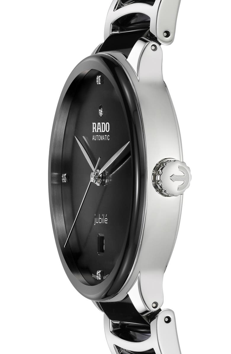 RADO Centrix Automatic Diamond Bracelet Watch, Alternate, color, Black