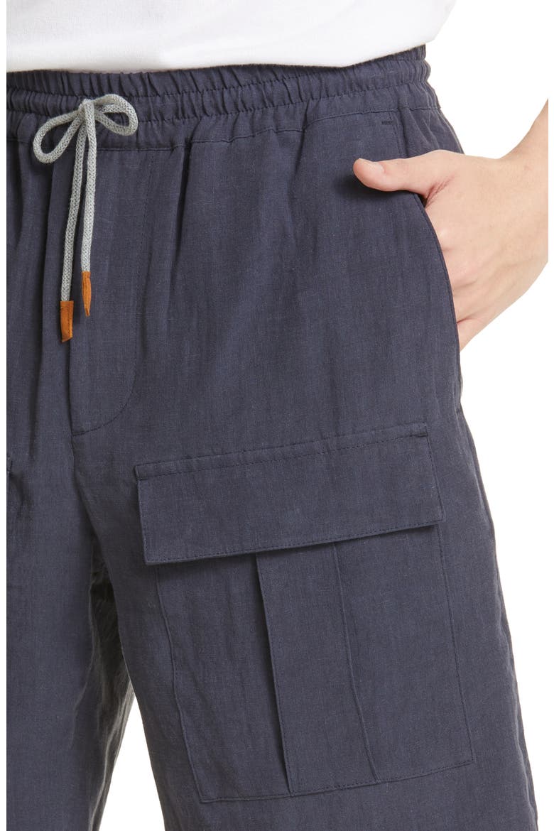 Linen Cargo Bermuda Shorts, Alternate, color, BLUE