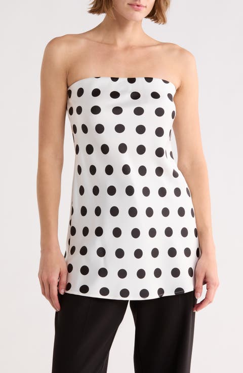 Polka Dot Strapless Tunic Top