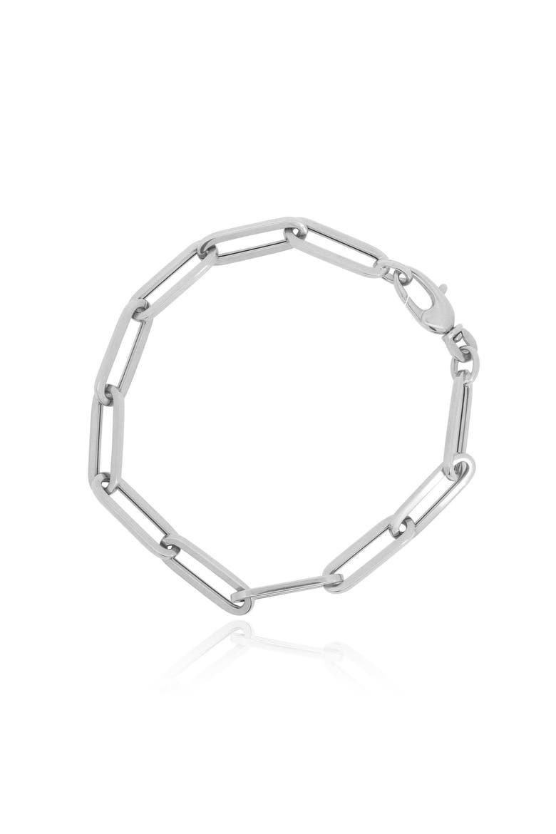 Extra Large Paperclip Bracelet, Main, color, White Gold