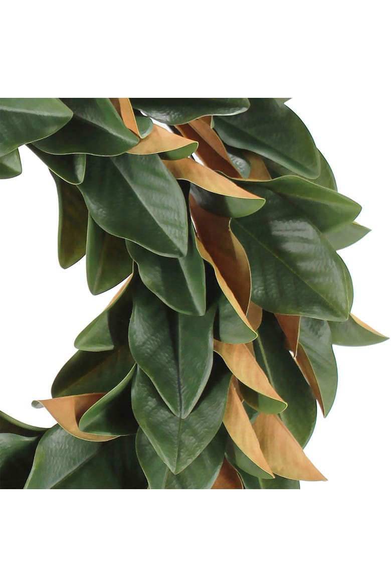 30" Faux Green Magnolia Leaf Wreath, Alternate, color, Green