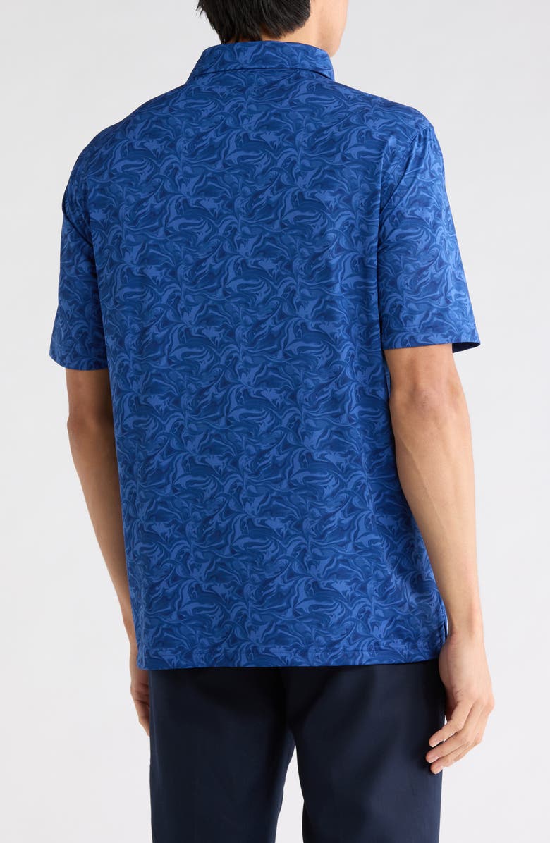 Greg Norman Deep Dive Print Knit Polo, Alternate, color, Blueprint