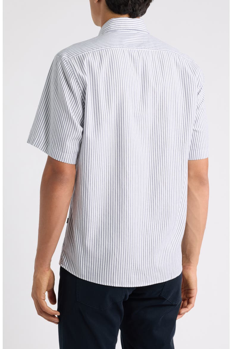 Liam Regular Fit Pinstripe Short Sleeve Button-Down Shirt, Alternate, color, OPEN BLUE