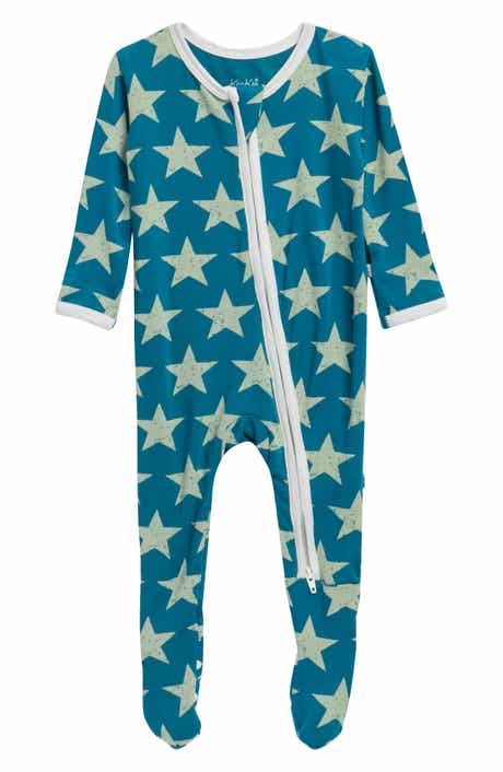 Stars Print Two-Way Zip Footie