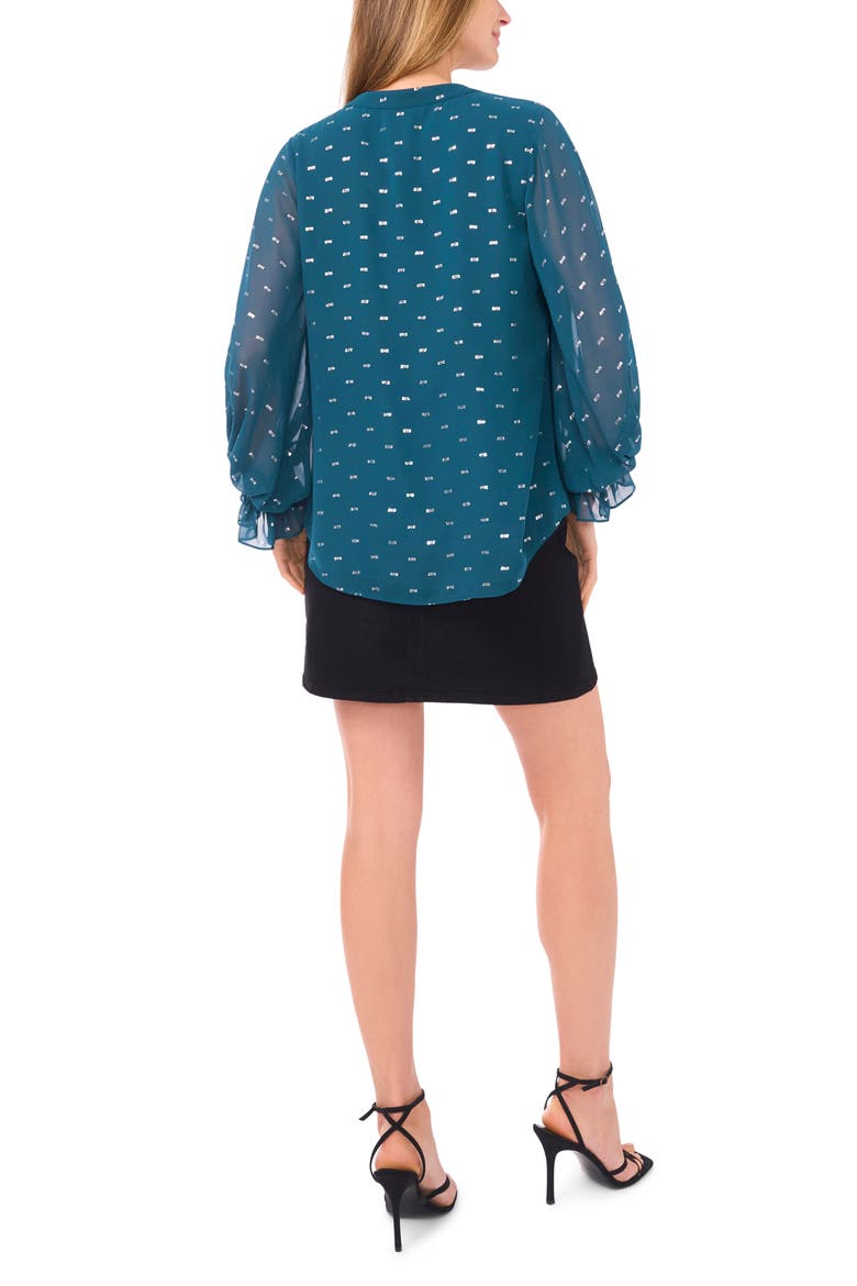 Metallic Ruffle Cuff Top, Alternate, color, DEEP TEAL