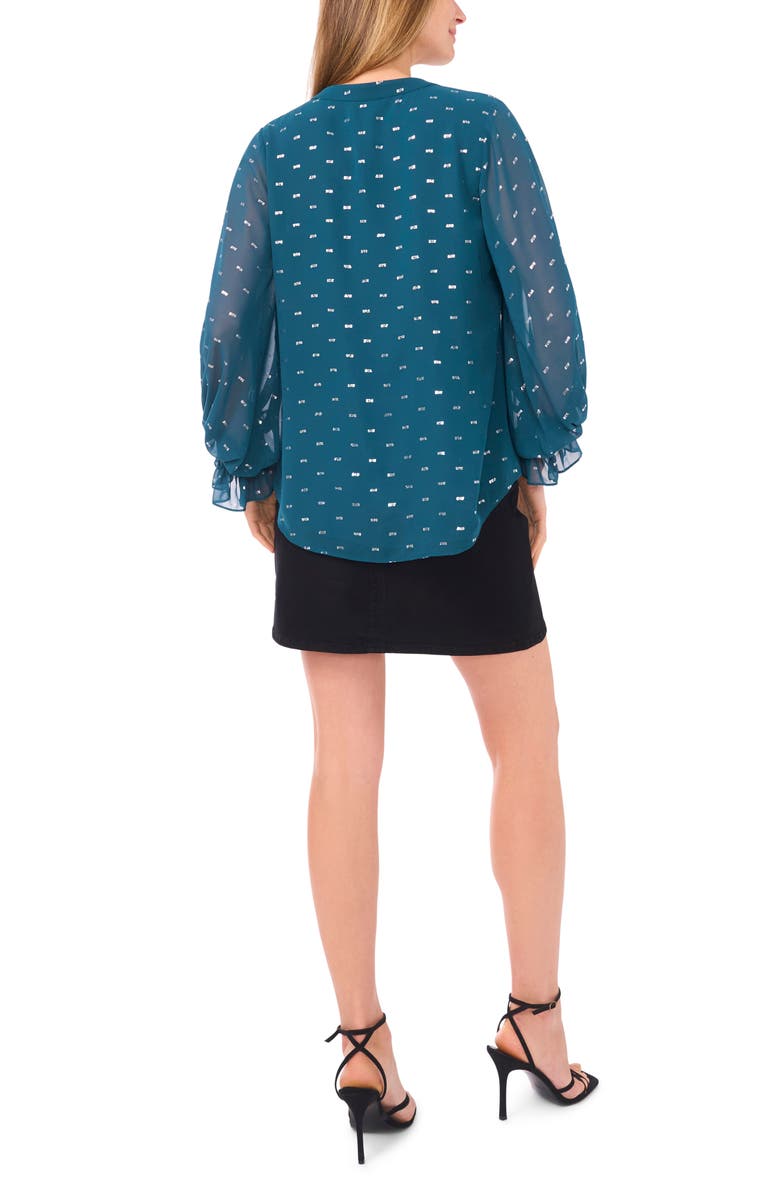 Vince Camuto Metallic Ruffle Cuff Top, Alternate, color, Deep Teal