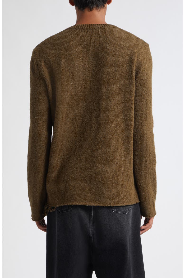Wool Blend Crewneck Sweater, Alternate, color, KHAKI-BLACK PRINT