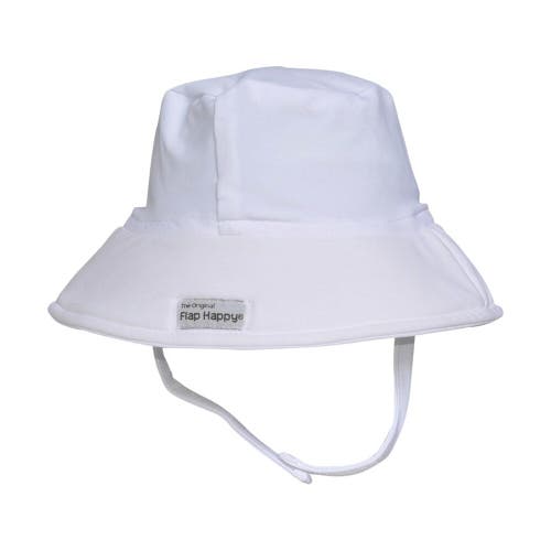 Flap Happy Baby/toddler Upf 50+ Sustainably Made, Uv Blocking Swim Bucket Hat In White