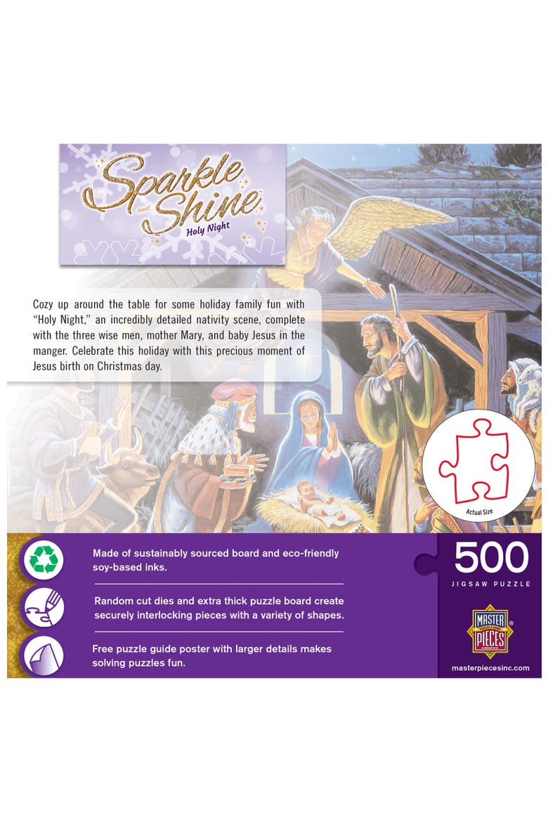 Holy Night 500 Piece Glitter Puzzle, Alternate, color, Multicolor