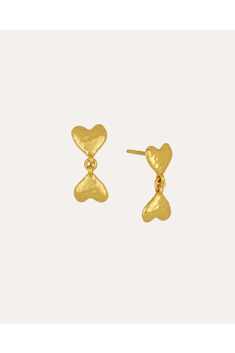 Double Heart Drop Studs, Main, color, Gold