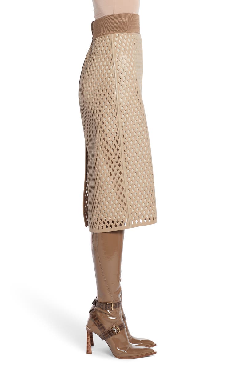 Fendi Leather Mesh Pencil Skirt, Alternate, color, 