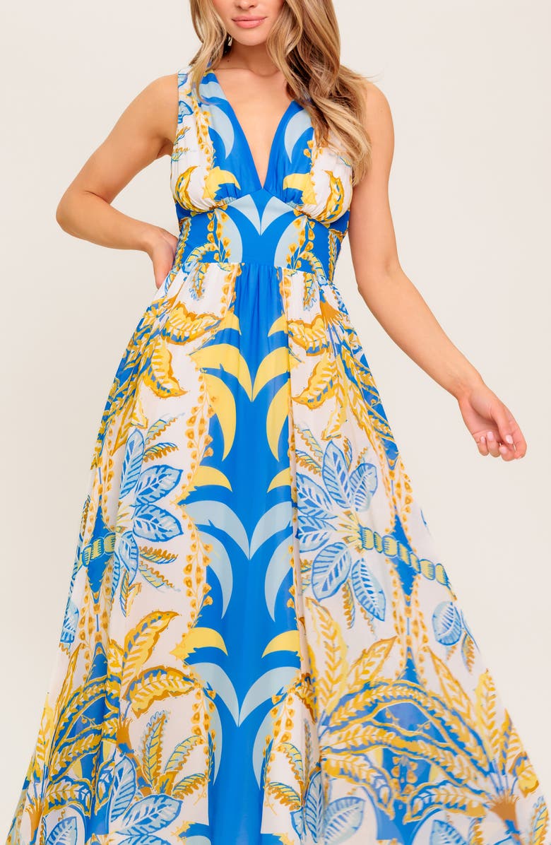 FLYING TOMATO Print Midi Dress, Alternate, color, Blue