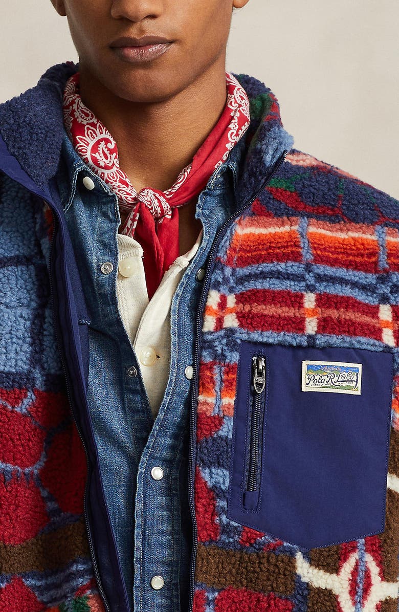 Polo Ralph Lauren High Pile Jacquard Fleece Zip Jacket, Alternate, color, 