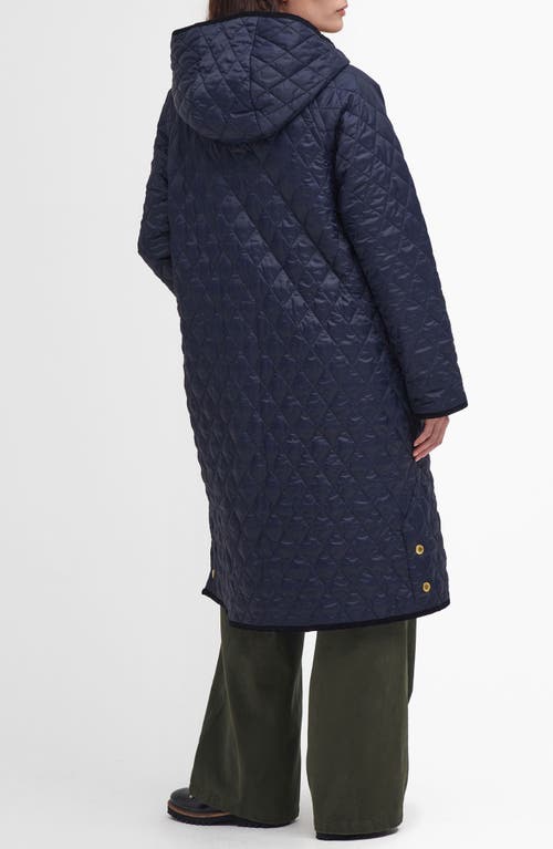 Barbour Harmby Hooded Quilted Coat In Blue