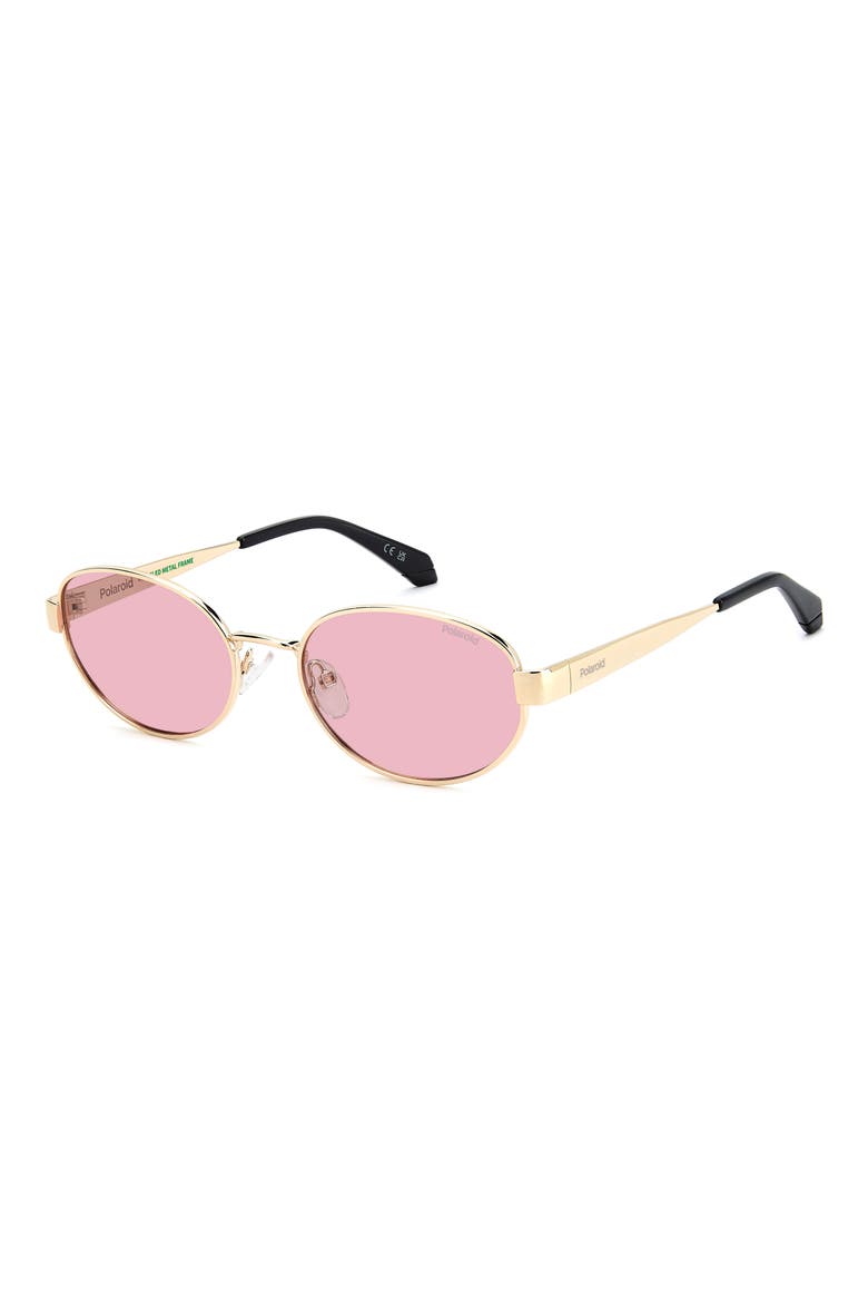 55mm Polarized Oval Sunglasses, Alternate, color, GOLD PINK/ PINK PZ