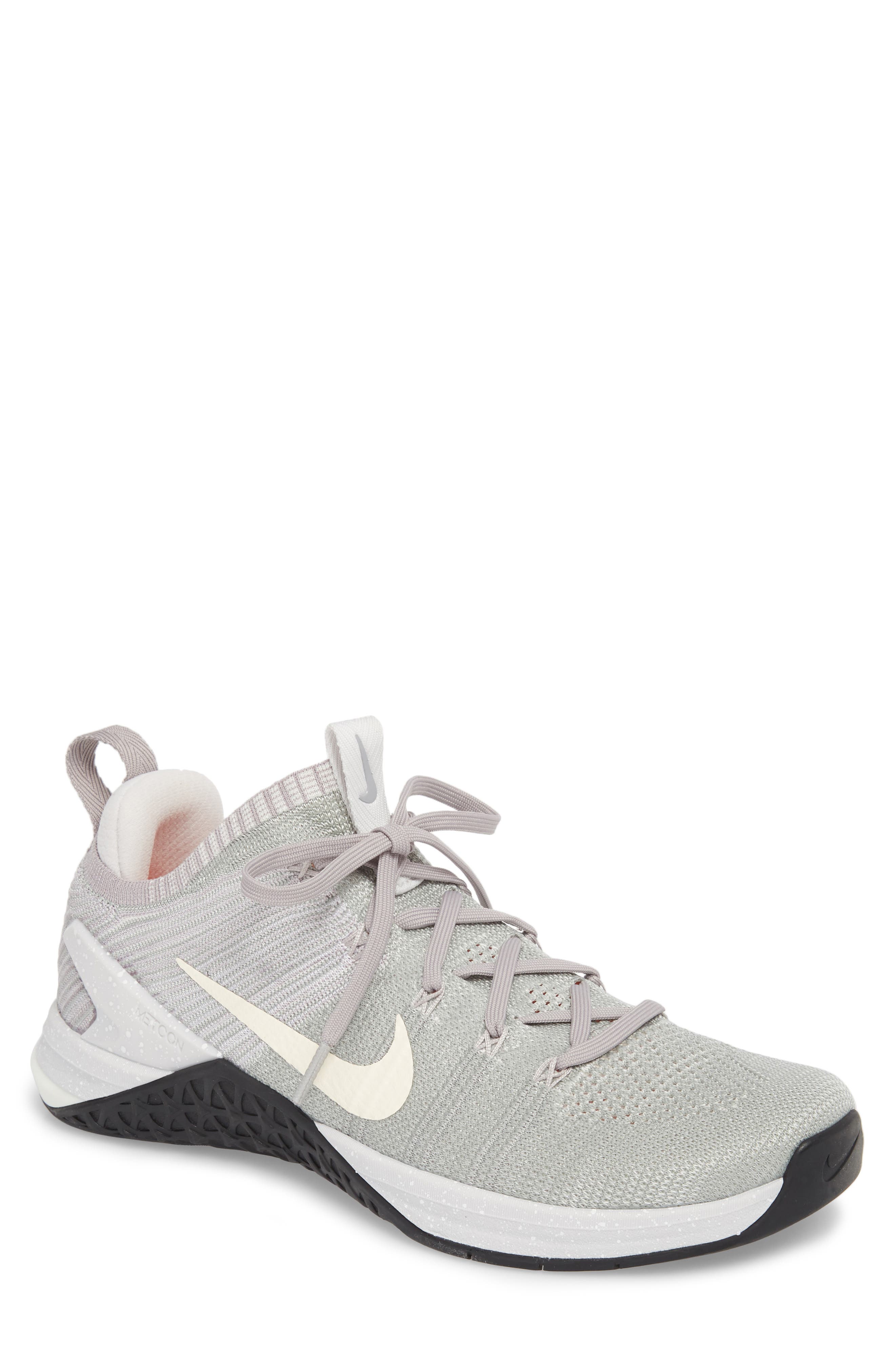 Metcon DSX Flyknit 2 Training Shoe, Main, color, MATTE SILVER/ SAIL/ GREY