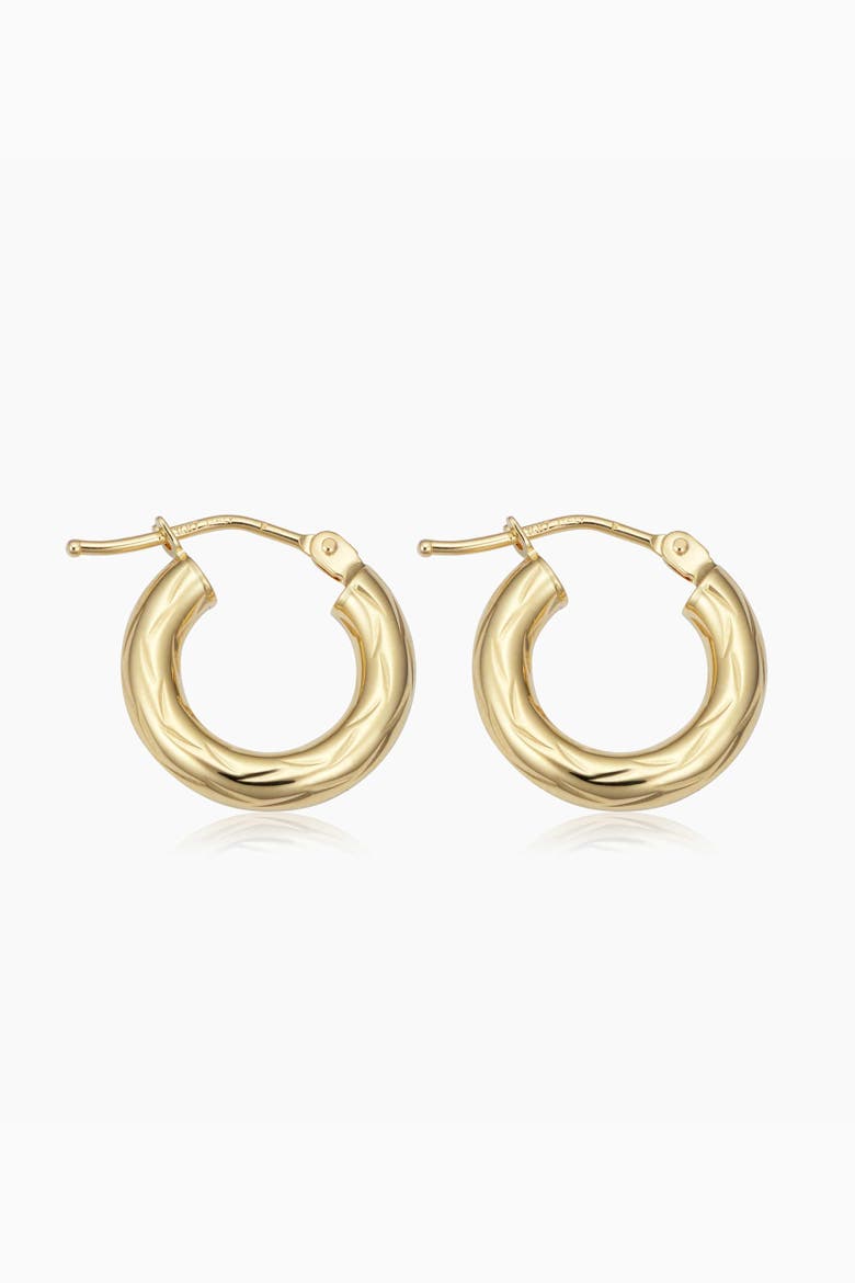 14K Yellow Gold Day and Night Mini Hoops, Alternate, color, Yellow Gold