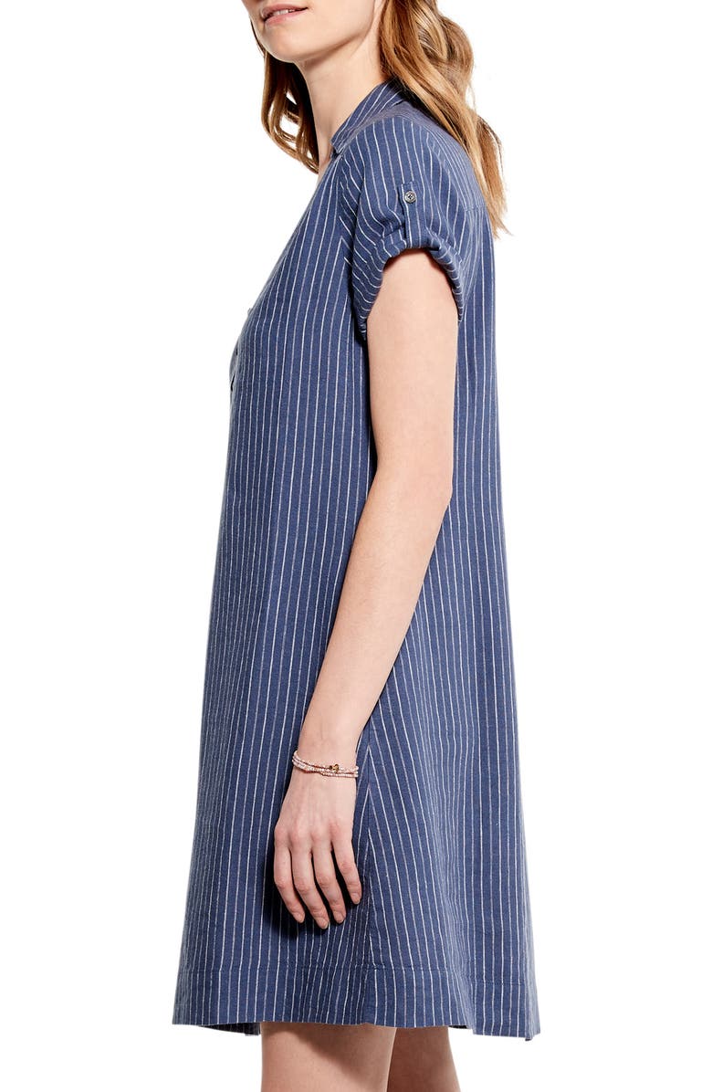 NIC+ZOE Central Park Stripe Linen Blend Shift Dress, Alternate, color,
