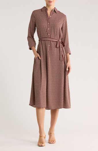 MAX STUDIO Cuffed Sleeve Midi Shirtdress