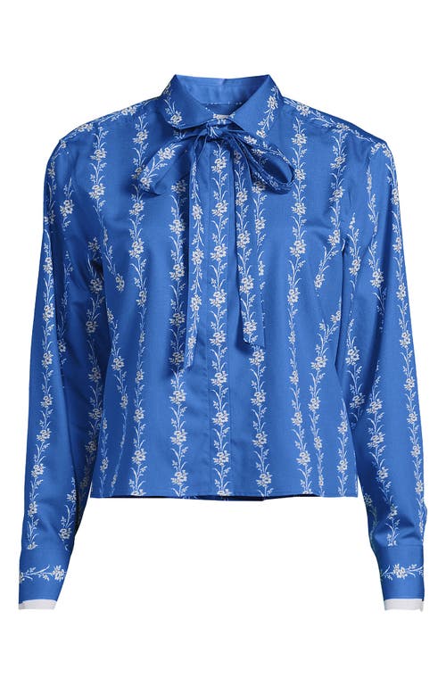 Lands' End Easy Care Shirt With Removable Bow In Blue