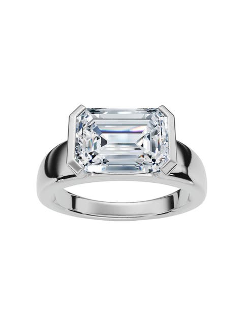 Certified 3Ct East West Emerald Diamond Engagement Ring 14k Gold or Pt Lab Grown