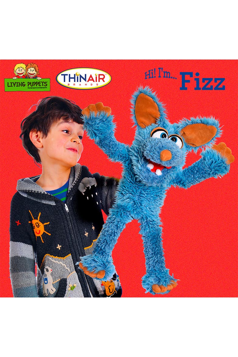 Fizz The Blue Dog 18 Inch Plush Hand Puppet, Handmade Pal, Alternate, color, Blue