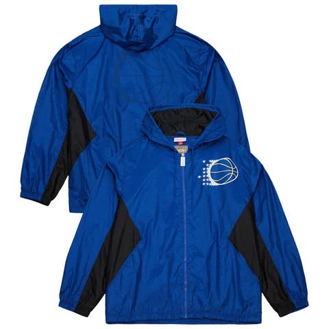 Men's Mitchell & Ness Blue Orlando Magic Playmaker Full-Zip Hooded Windbreaker Jacket