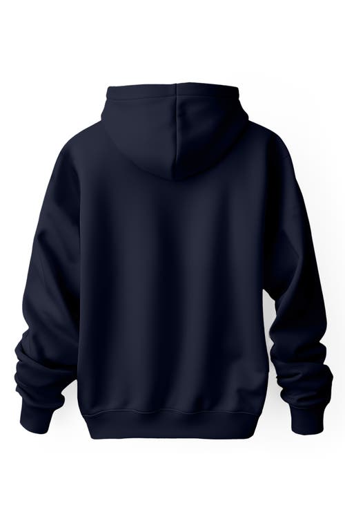 Dalix Giant Ghost Fleece Hoodie In Navy Blue