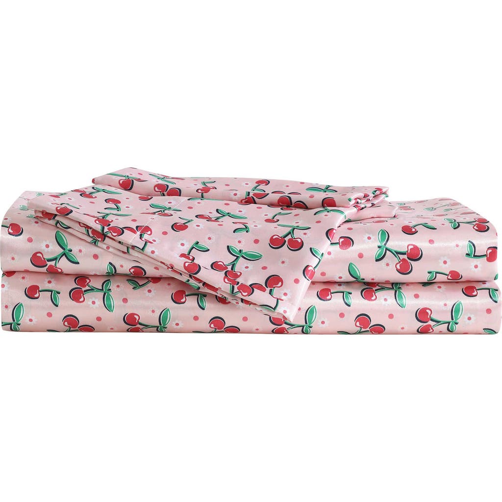 Betsey Johnson Cherry Good Day Sheet Set In Pink