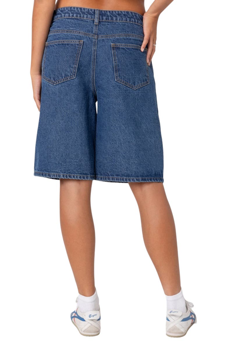 EDIKTED Jacqui Low Rise Denim Bermuda Shorts, Alternate, color, Blue-Washed