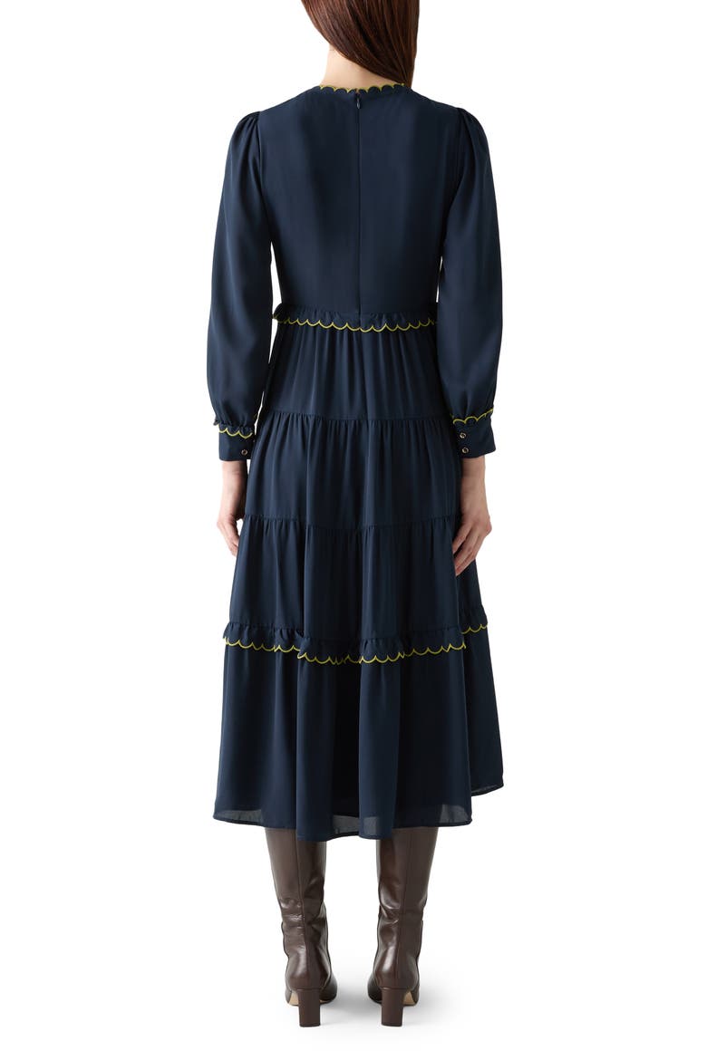 lk bennett maxi dress L.K. Bennett Black Draped Maxi Dress, Long Sleeve, Viscose, Size L UK 14 US 10