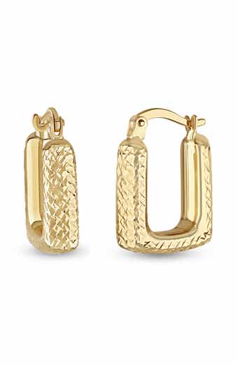14K Gold Textured Hoop Earrings