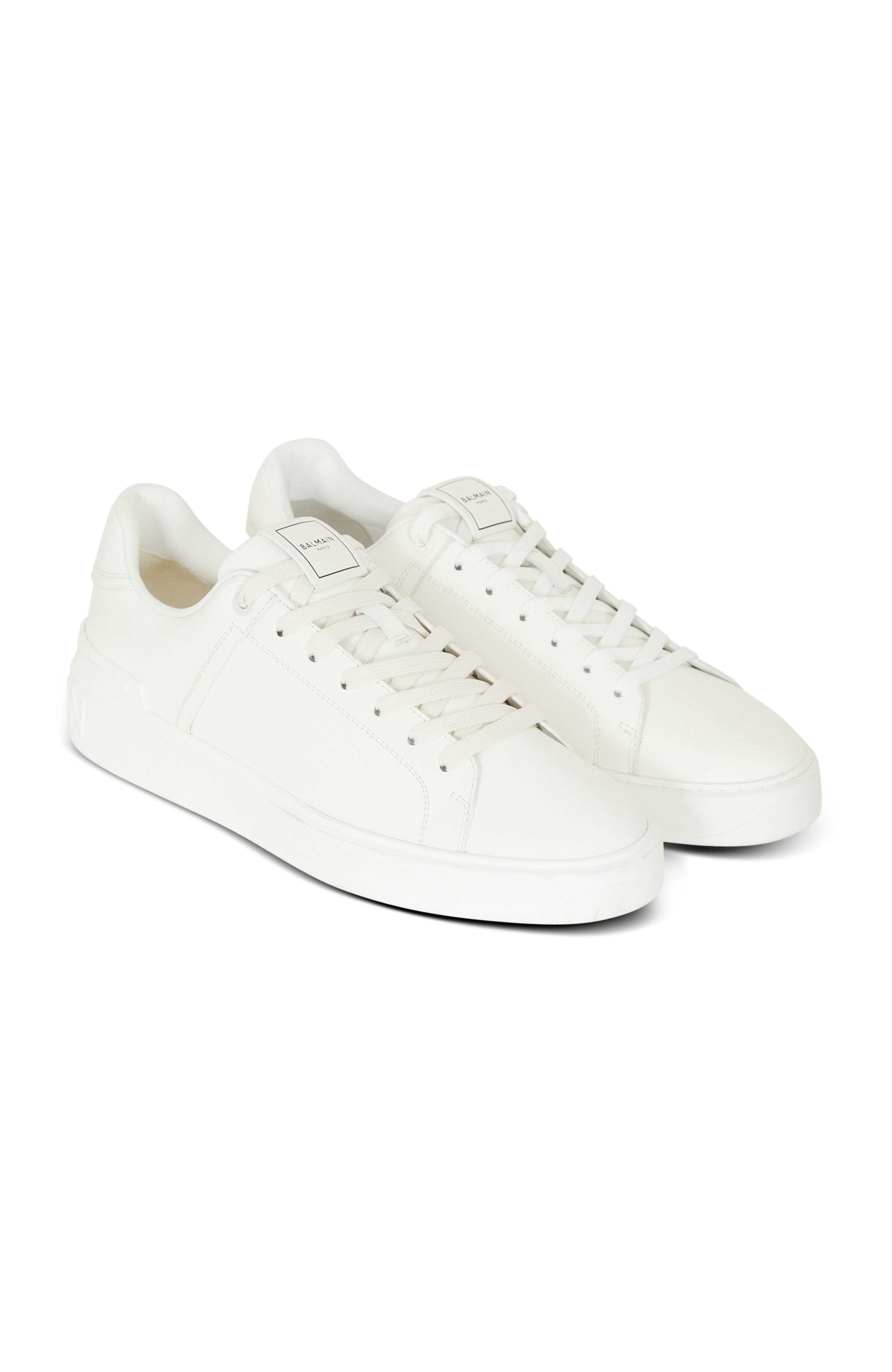 Balmain B-Court Calfksin Trainers, Main, color, White