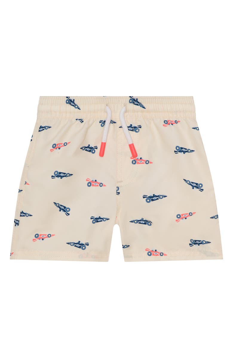 PL Baby by Petit Lem 2-Pack Drawstring Waist Swim Trunks, Alternate, color, Race Car