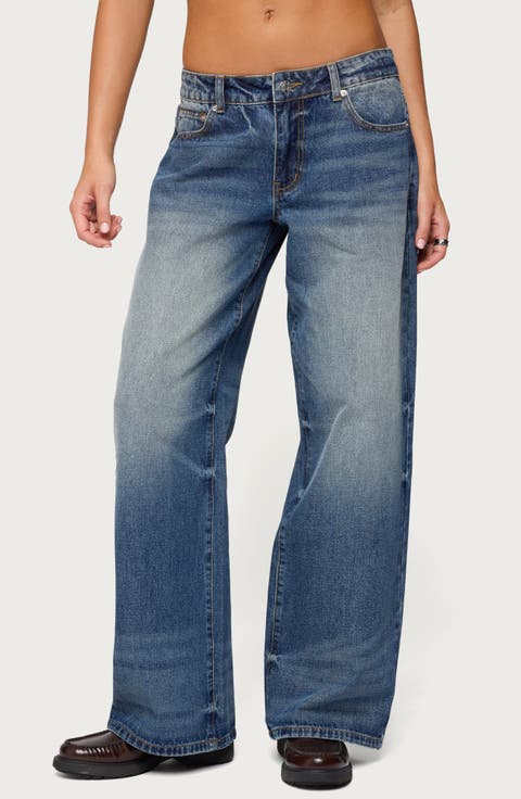 Raelynn Washed Low Rise Wide Leg Jeans