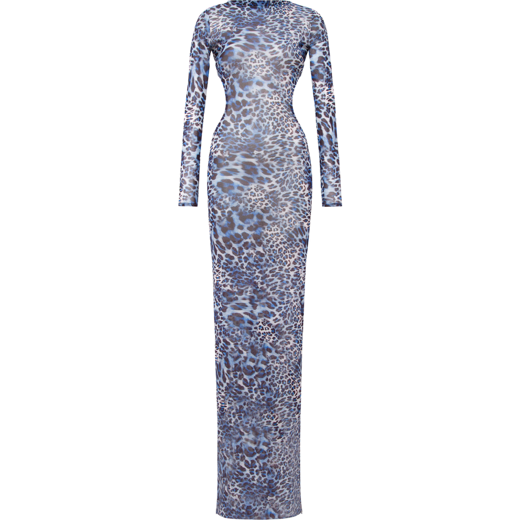 Luna B Camelia Dress in Printed Leopard Blue  product