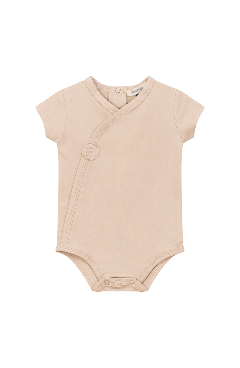 Fragile Cotton Spandex Short Wrap Romper, Main, color, Linen