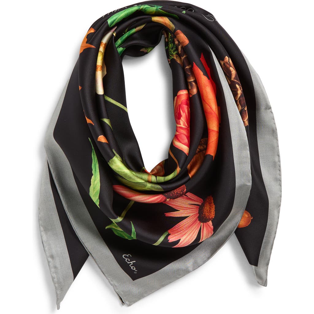 Echo The Botanists Collection Silk Scarf In Black