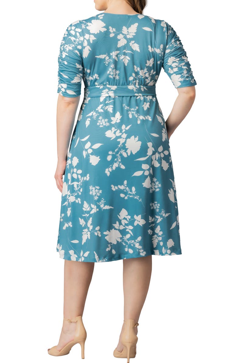 Kiyonna Gabriella Print Jersey A-Line Dress, Alternate, color, Aqua Blooms
