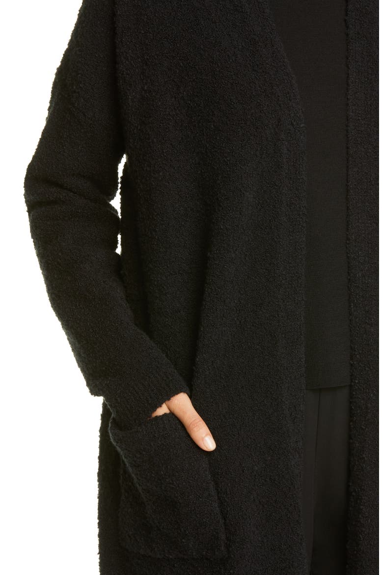 Straight Open Front Long Cardigan, Alternate, color, BLACK